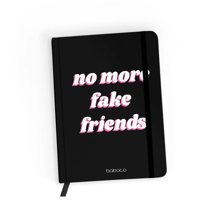 Notes lub pamiętnik A5 No more fake friends czarny .jpg