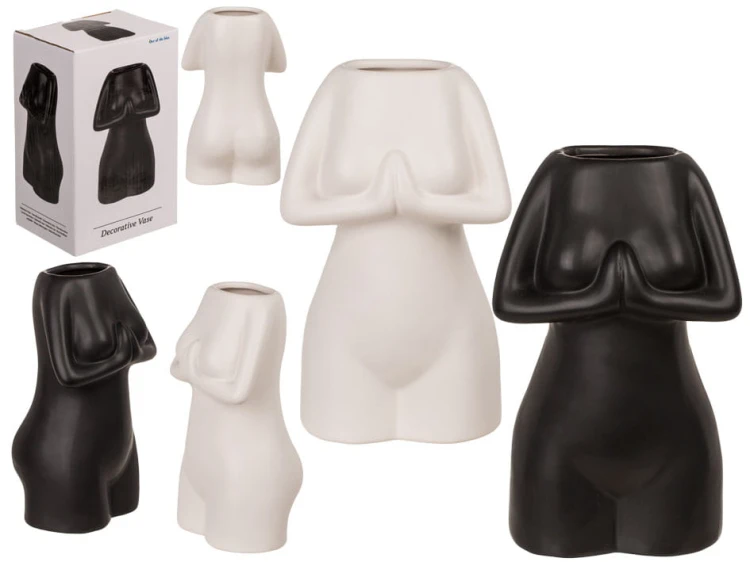 Ceramiczny wazon Ciało kobiety 500 ml biały czarny 2.jpg