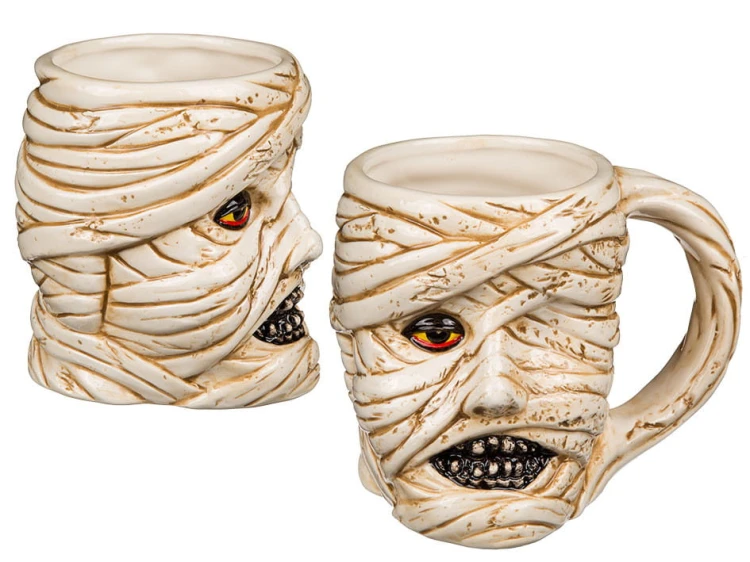 KUBEK MUMIA XL BEŻOWY 850 ML HALLOWEEN DUŻY GŁOWA .jpg