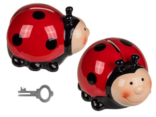 SKARBONKA BIEDRONKA BIEDRONECZKA KLUCZYK CERAMIKA CZERWONA  .jpg