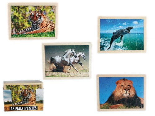 DREWNIANE PUZZLE DLA DZIECI W RAMCE DELFIN LEW KOŃ 2