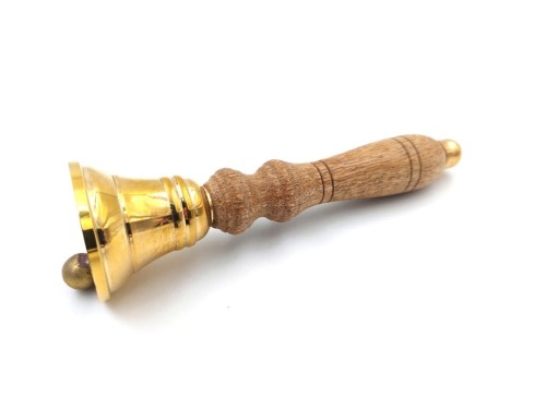 Dzwonek z rączką Ręczny dzwoneczek mosiądz drewno  (1).jpg