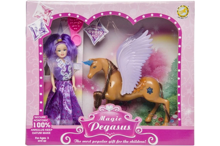 Magiczny pegaz z lalką Figurka Jednorożec Zestaw .jpeg