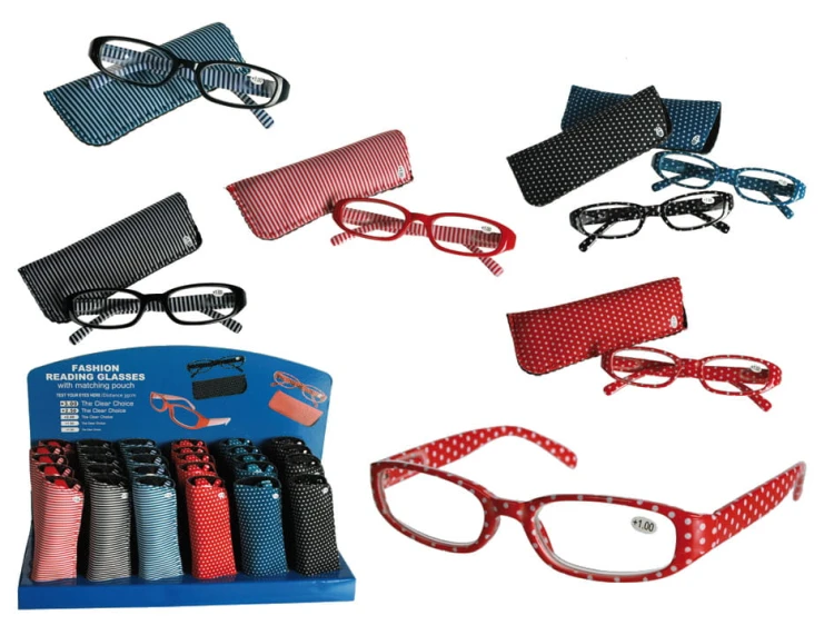 OKULARY DO CZYTANIA MIX WZORÓW ETUI KROPKI PASKI 2