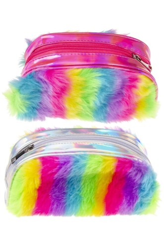 Kosmetyczka tęcza z futerkiem Kolorowa Miękka  (2).jpeg
