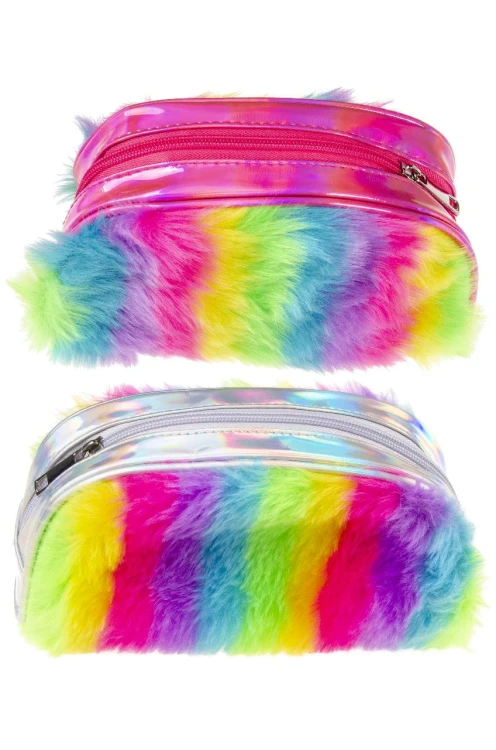 Kosmetyczka tęcza z futerkiem Kolorowa Miękka  (2).jpeg