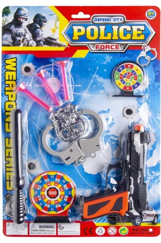 Pistolet z akcesoriami - zestaw policyjny Kajdanki .jpg