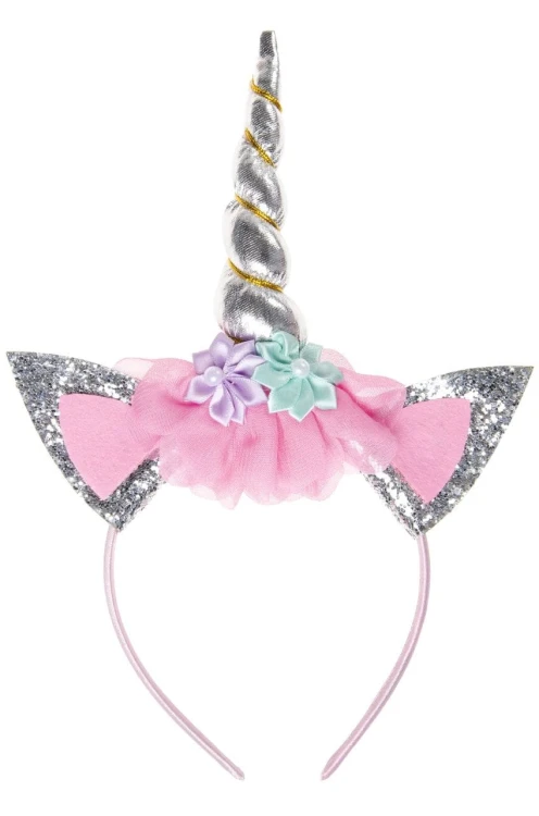 Tiara Opaska z rogiem jednorożca na głowę Strój  (1).jpg