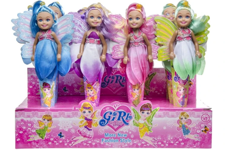 Lalka wróżka mix wzorów w Sukience kolorowa 13cm  (3).jpg