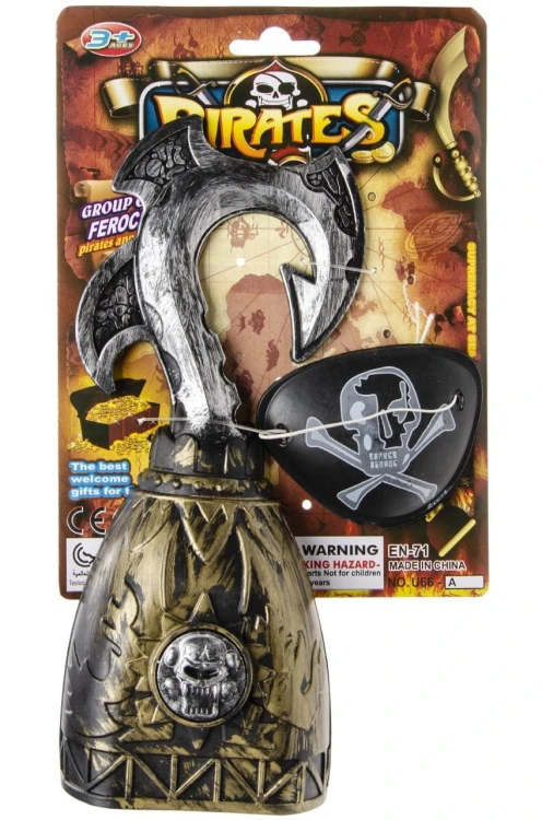 Zestaw Pirata hak i opaska na oko Przebranie strój .jpg