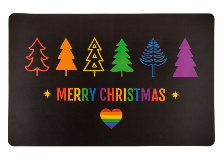 Podkładka na stół Merry Christmas Boże Narodzenie kolorowa Choinki .jpg