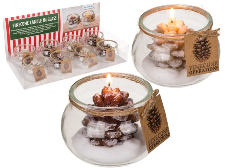 Świeca świąteczna w szkle szyszka Dekoracyjna Boże Narodzenie świeczka 2.jpg