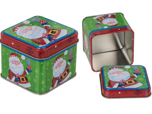 Puszka metalowa Boże Narodzenie z Mikołajem na ciasteczka upominki 1.jpg