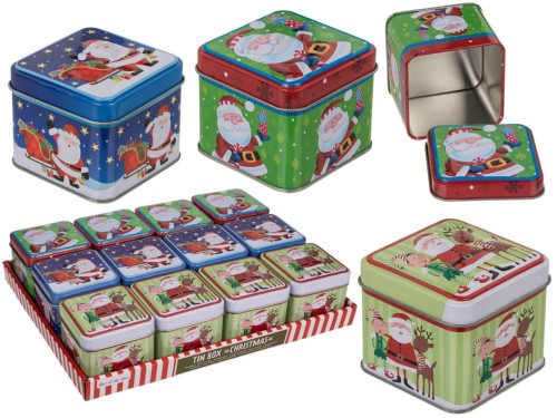 Puszka metalowa Boże Narodzenie z Mikołajem na ciasteczka upominki 2.jpg