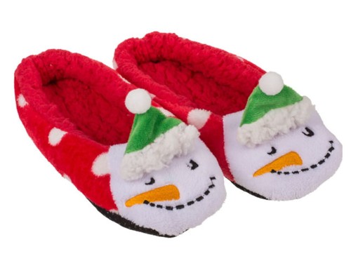 Pluszowe kapcie Boże Narodzenie rozmiar M Bałwan Mikołaj 1.jpg
