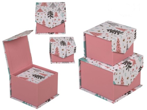 Zestaw 2 pudełek na zatrzask z choinkami Boże Narodzenie Świąteczne .jpg