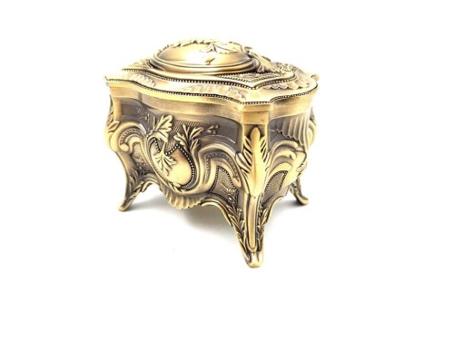 Złota szkatułka metalowa na biżuterię Retro Replika Prezent  (1).jpg