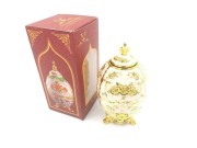 Jajo Jajko Faberge Replika biało-złote z motywem róży Figurka ozdobna  (3).jpg