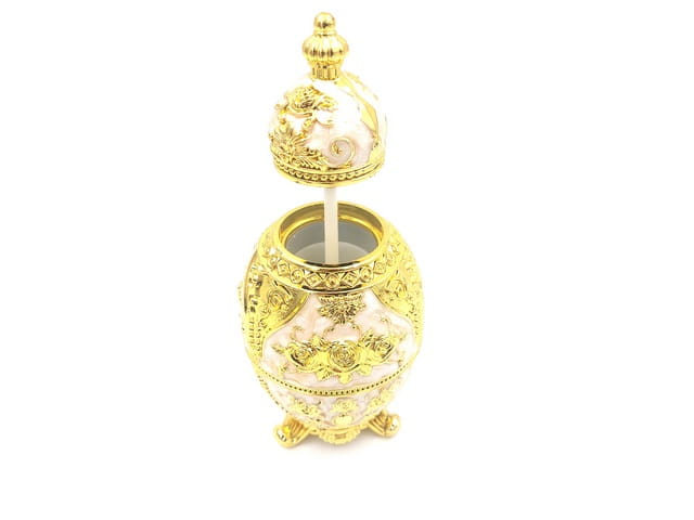 Jajo Jajko Faberge Replika biało-złote z motywem róży Figurka ozdobna  (5).jpg