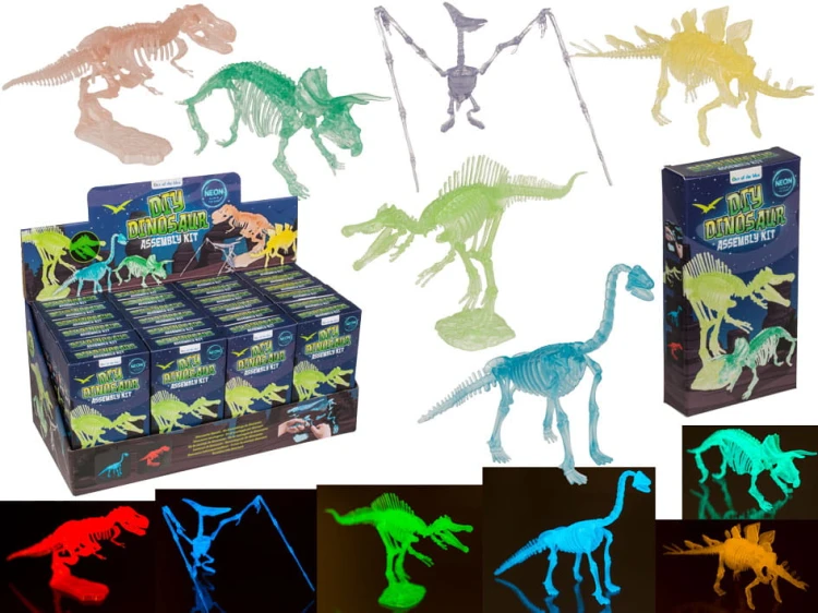 Szkielet dinozaura do składania świeci w ciemności Świecący mix wzorów 2.jpg