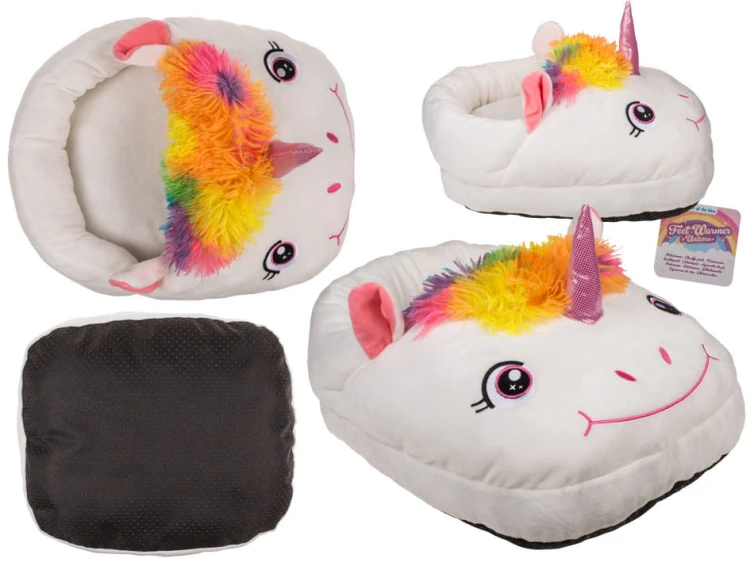 Ocieplacz na stopy jednorożec Pluszowy miękki kapcie Ogrzewacz nogi .jpg