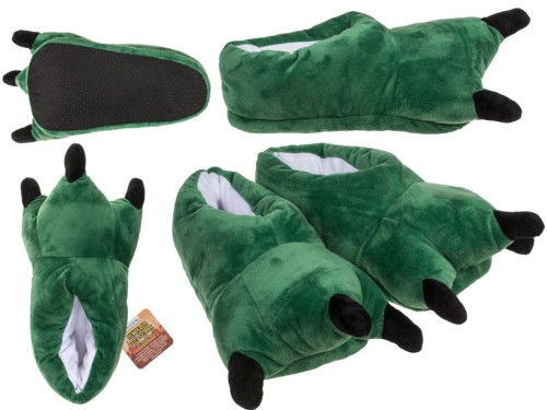 Kapcie łapy dinozaura Pluszowe miękkie ciepłe (rozmiary 33-34 i 35-36) .jpg