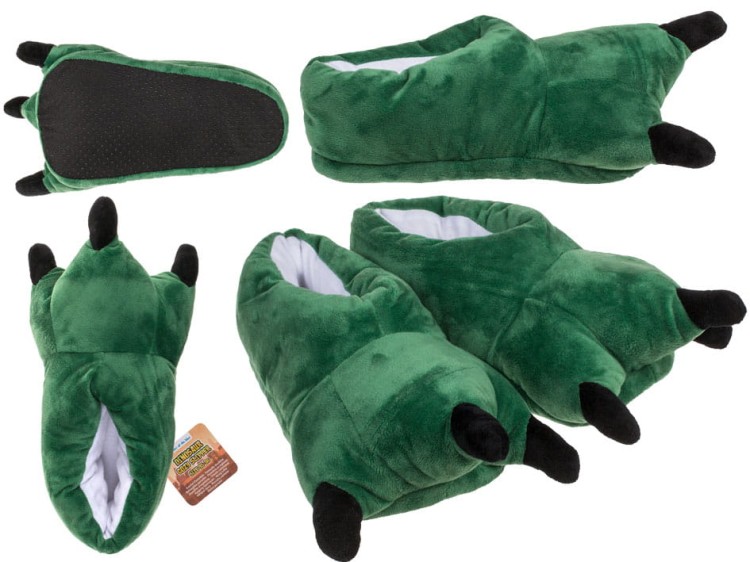 Kapcie łapy dinozaura Pluszowe miękkie ciepłe (rozmiary 33-34 i 35-36) .jpg
