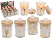 Świeca w szkle z drewnianym wieczkiem i pomponem dekoracyjna ozdobna 2.jpg