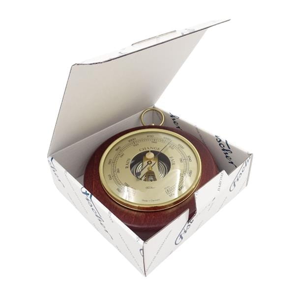 Barometr Fischer mosiądz drewno bukowe Mosiężny Drewniany  (1).jpg