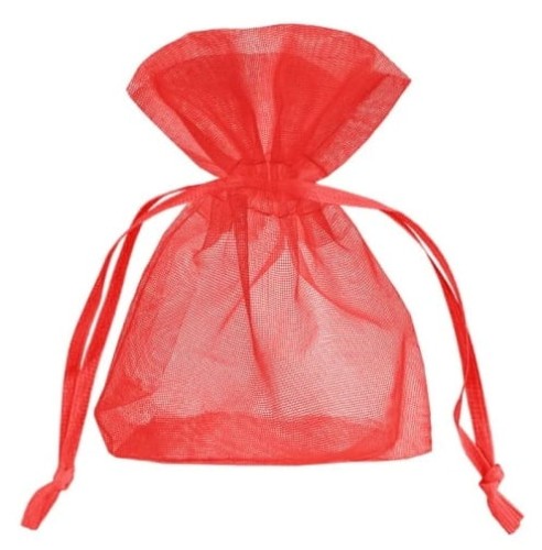 Woreczek z Organzy 10 x 15 cm Czerwony na biżuterię upominki opakowanie .jpg