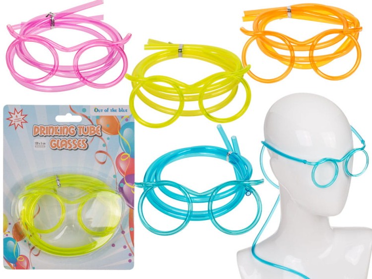 Okulary z Rurką do Picia kolorowe Mix kolorów Przezroczyste Imprezowe 2.jpg