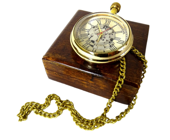 Zegarek Mechaniczny Retro na łańcuszku Vintage Replika w drewnianym pudełku  (2).png