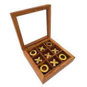 Kółko i Krzyżyk w drewnianym pudełku ze szkłem Zestaw do gry  (2).png