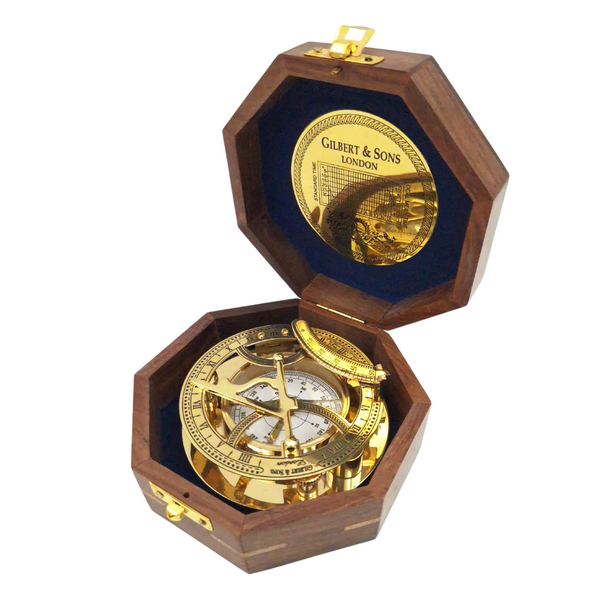 Kompas Mosiężny z Zegarem Słonecznym elegancki Retro Vintage Replika  (3).png