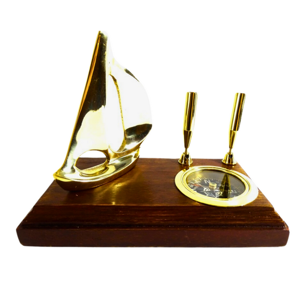 Zestaw Biurkowy Morska Elegancja - Jacht i Kompas prezent marynistyczny .png