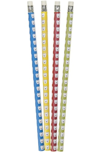 Ołówek drewniany z gumką ząbki zęby Ząbek mix kolorów 2.jpg