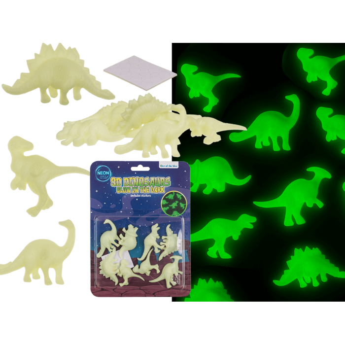 Dinozaury 3D Świecące w Ciemności figurki naklejki na ścianę Zestaw .png