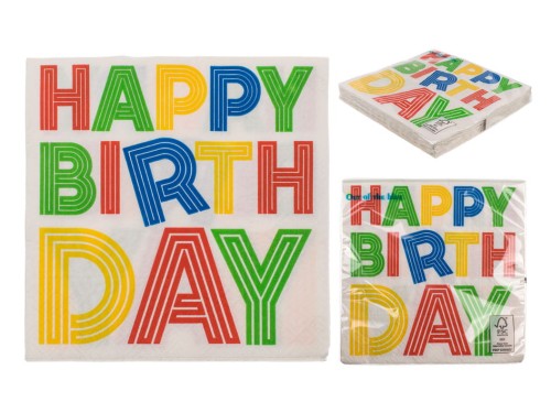 Serwetki na Urodzinową Ucztę 33x33 Happy Birthday urodziny .jpg