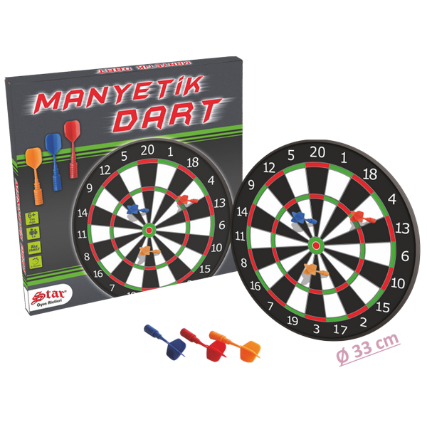 Magnetyczny dart - tarcza 33 cm i 3 lotki rzutki do rzucania gry .png