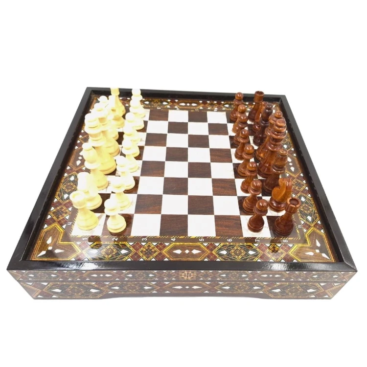 Ekskluzywne szachy Pearl drewniane z perłowym wykończeniem .jpg