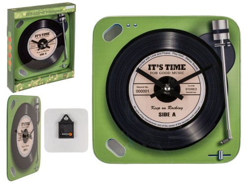 Zegar ścienny ze szkła szklany Gramofon wiszący Muzyka Melomana .jpg