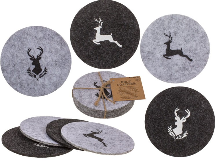 Eleganckie Filcowe Podkładki z Motywem Jelenia pod kubki szklanki naczynia .jpg