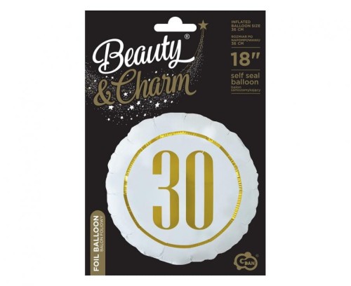Balon foliowy "30" (biały), 18"