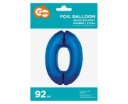 Balon foliowy "Cyfra 0", niebieska, 92 cm