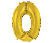 Balon foliowy "Cyfra 0", złota, 35 cm