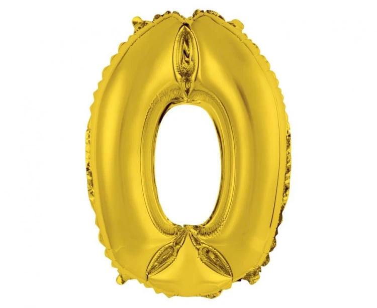 Balon foliowy "Cyfra 0", złota, 35 cm