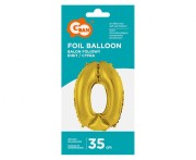 Balon foliowy "Cyfra 0", złota, 35 cm