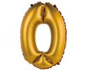 Balon foliowy "Cyfra 0", złota, matowa, 35 cm