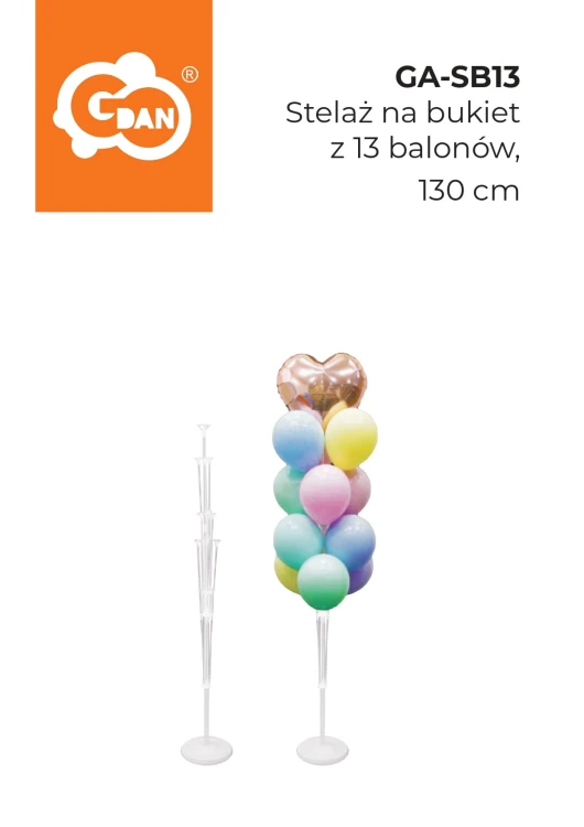 Stelaż na bukiet z 13 balonów, 130 cm