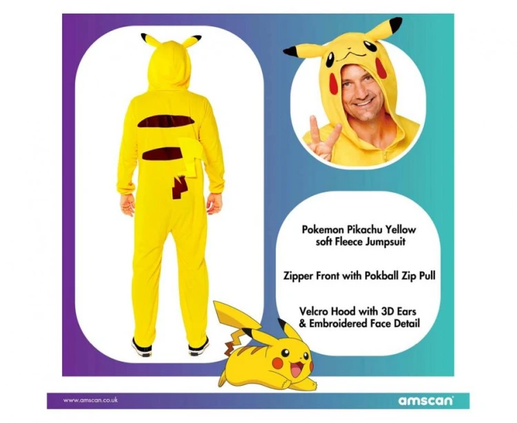 Kostium dla dorosłych Pokemon Pikachu Kombinezon Przebranie Strój
